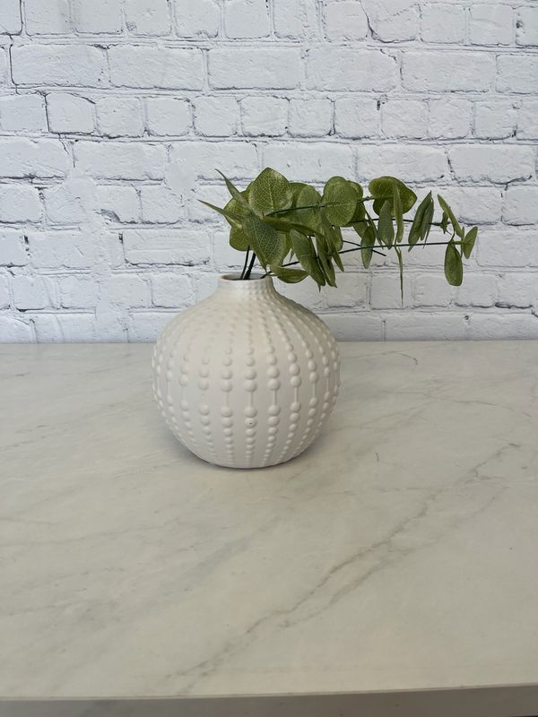 Round Textured Vase w/ Greenery