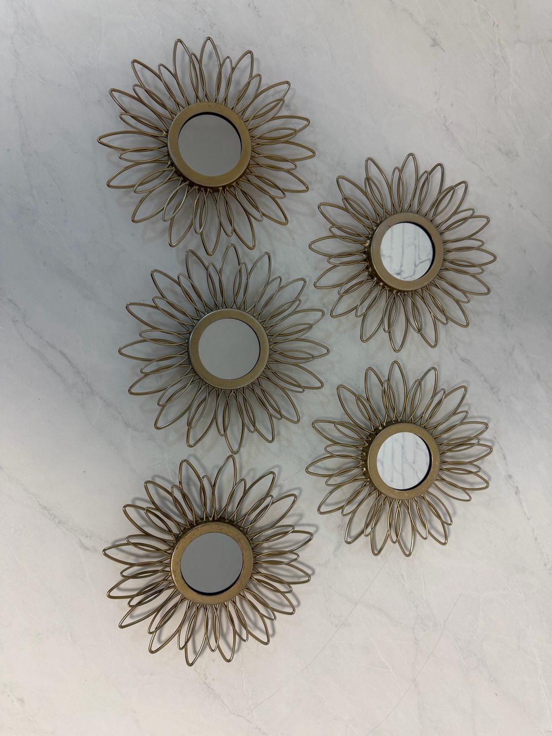 Gold Flower Mirror - Set Of 5