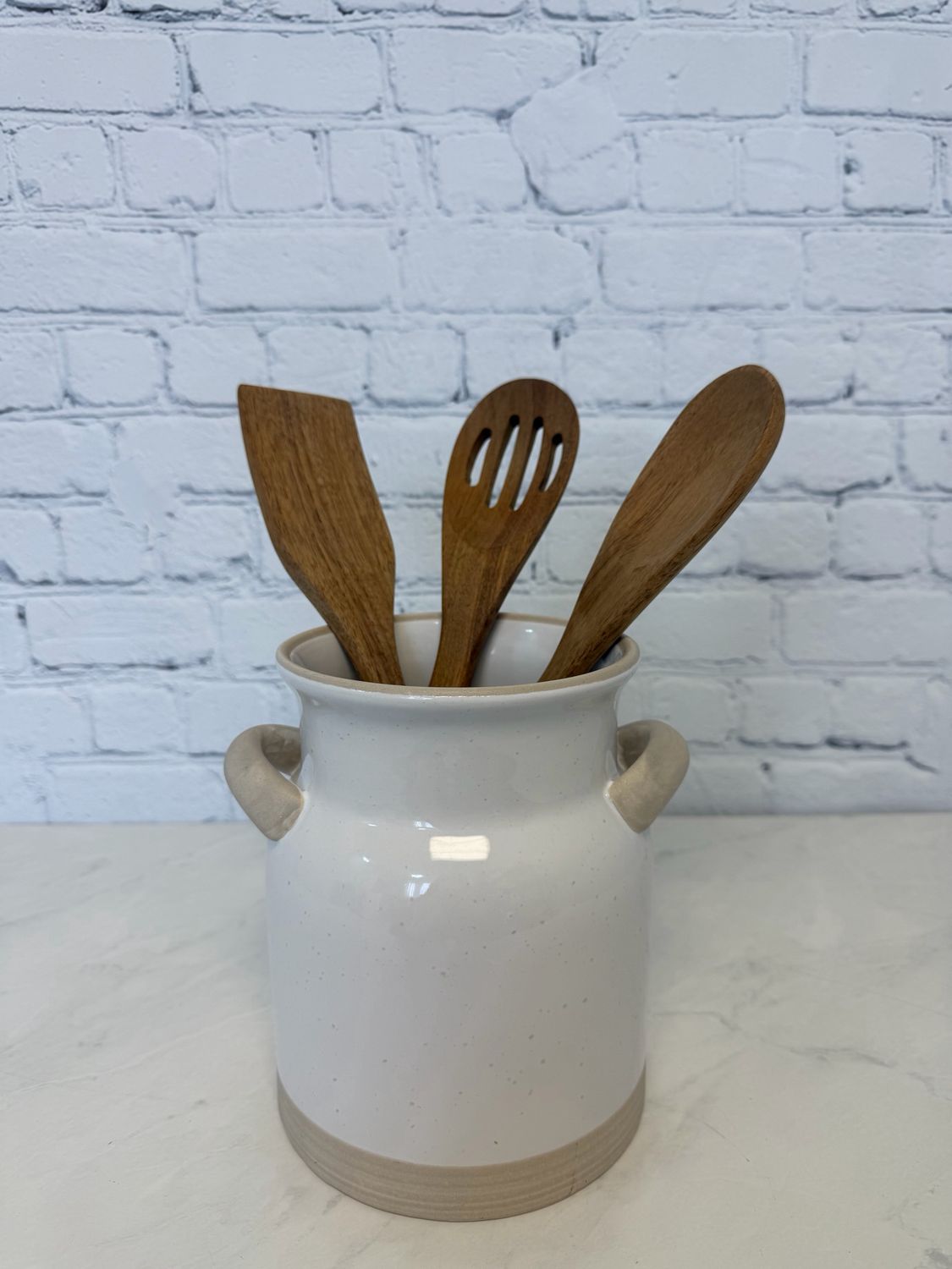 Medium White Jug W/ Utensils