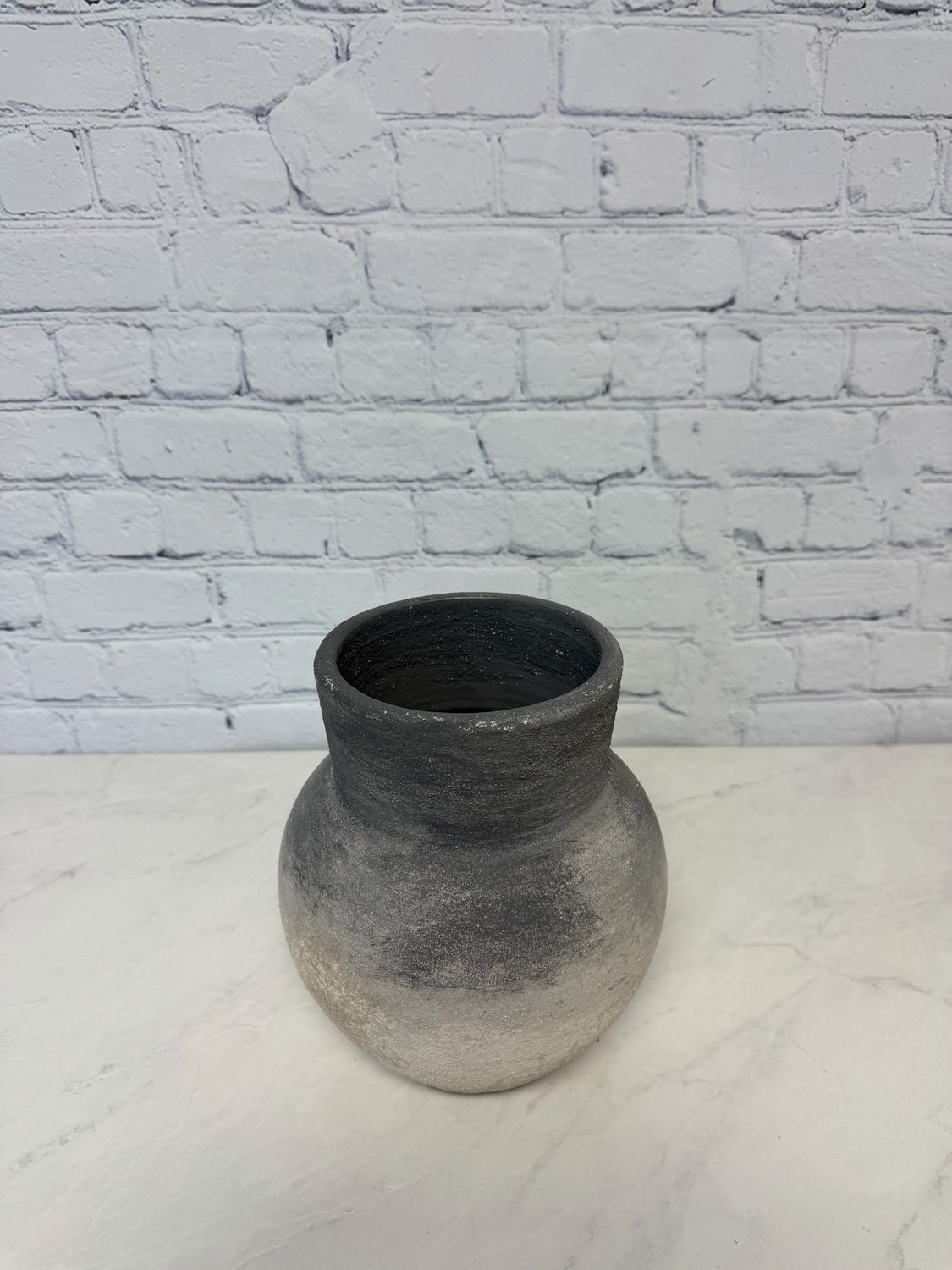 White & Grey Clay Vase