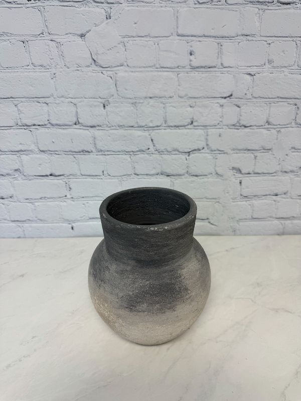 White & Grey Clay Vase