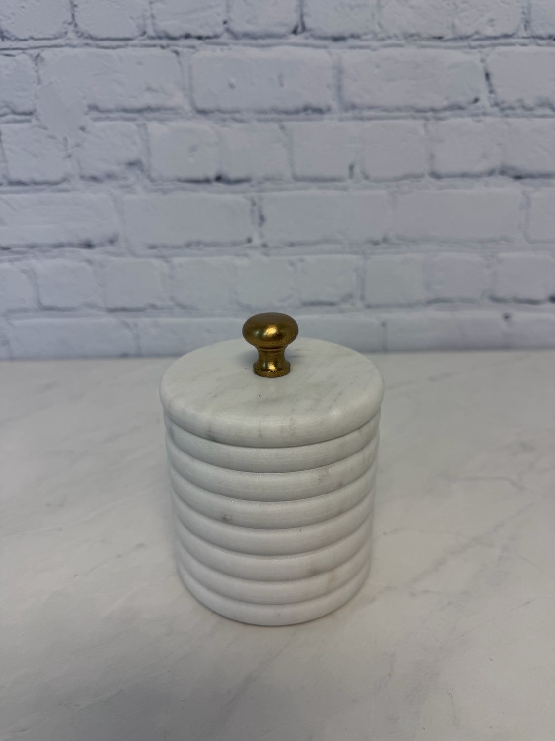 Marble & Gold Decorative Jar W/ Lid