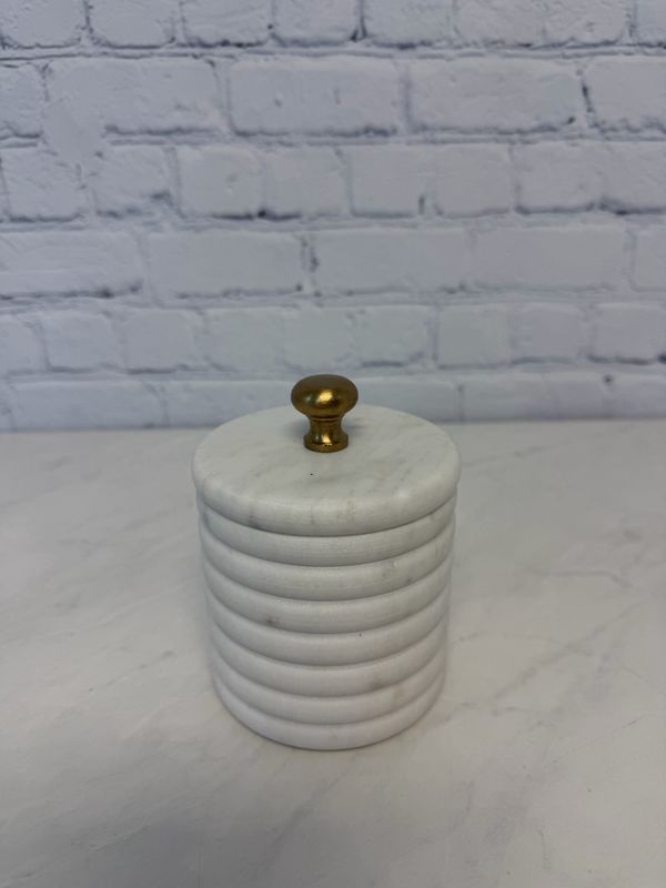Marble & Gold Decorative Jar W/ Lid