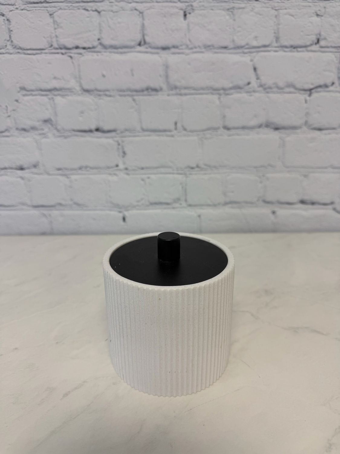 Cylinder Decorative Jar w/ Black Lid