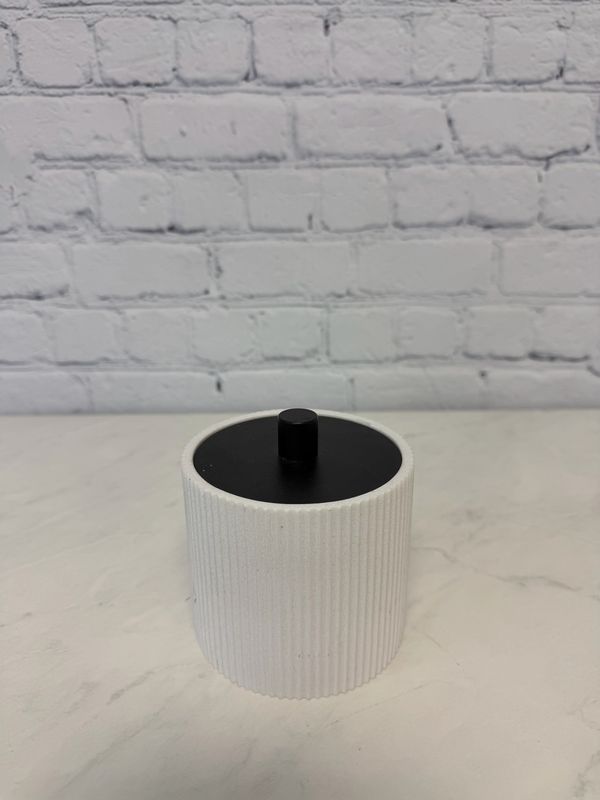 Cylinder Decorative Jar W/ Black Lid
