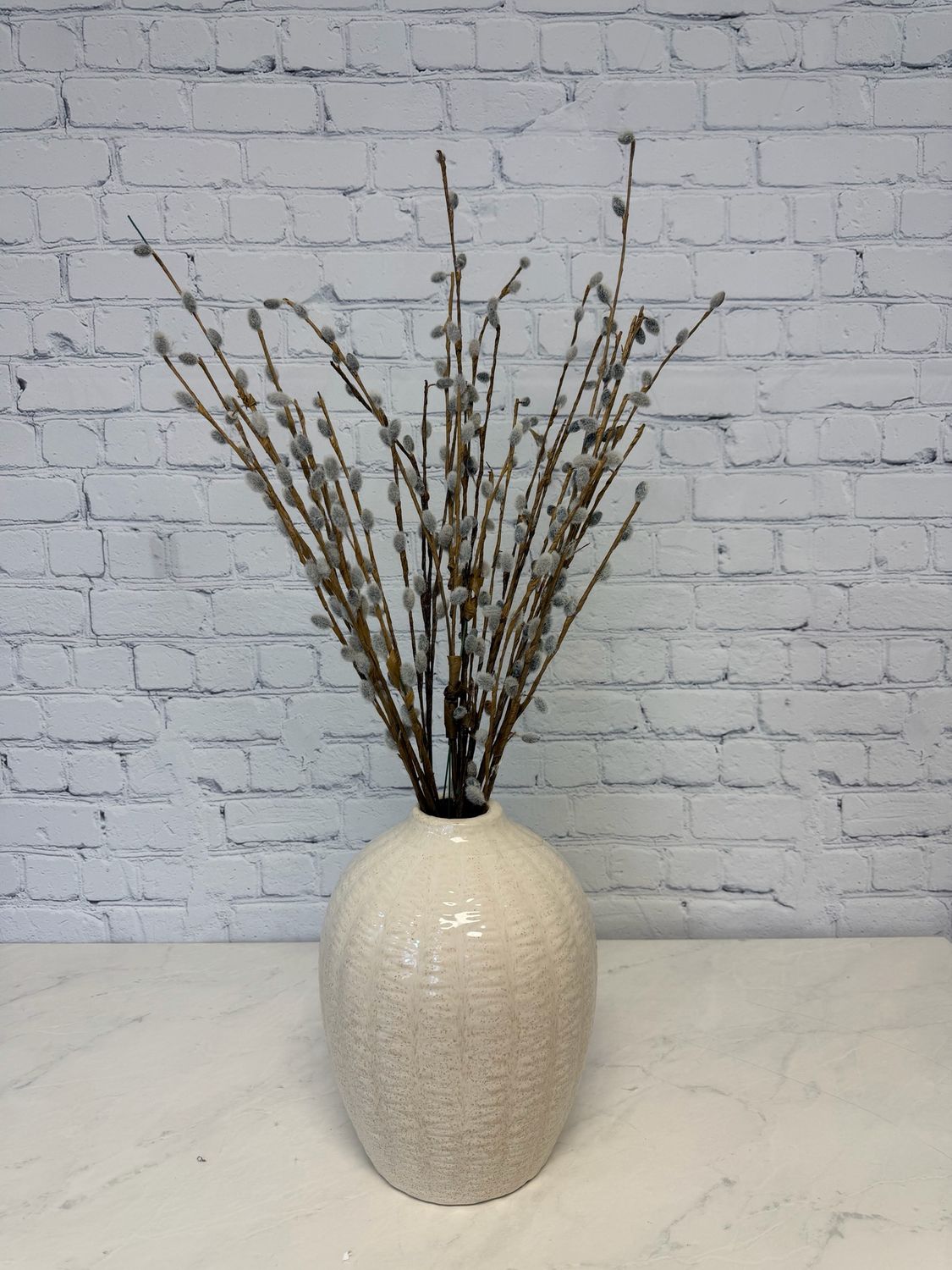 Off White Vase W/ Willows