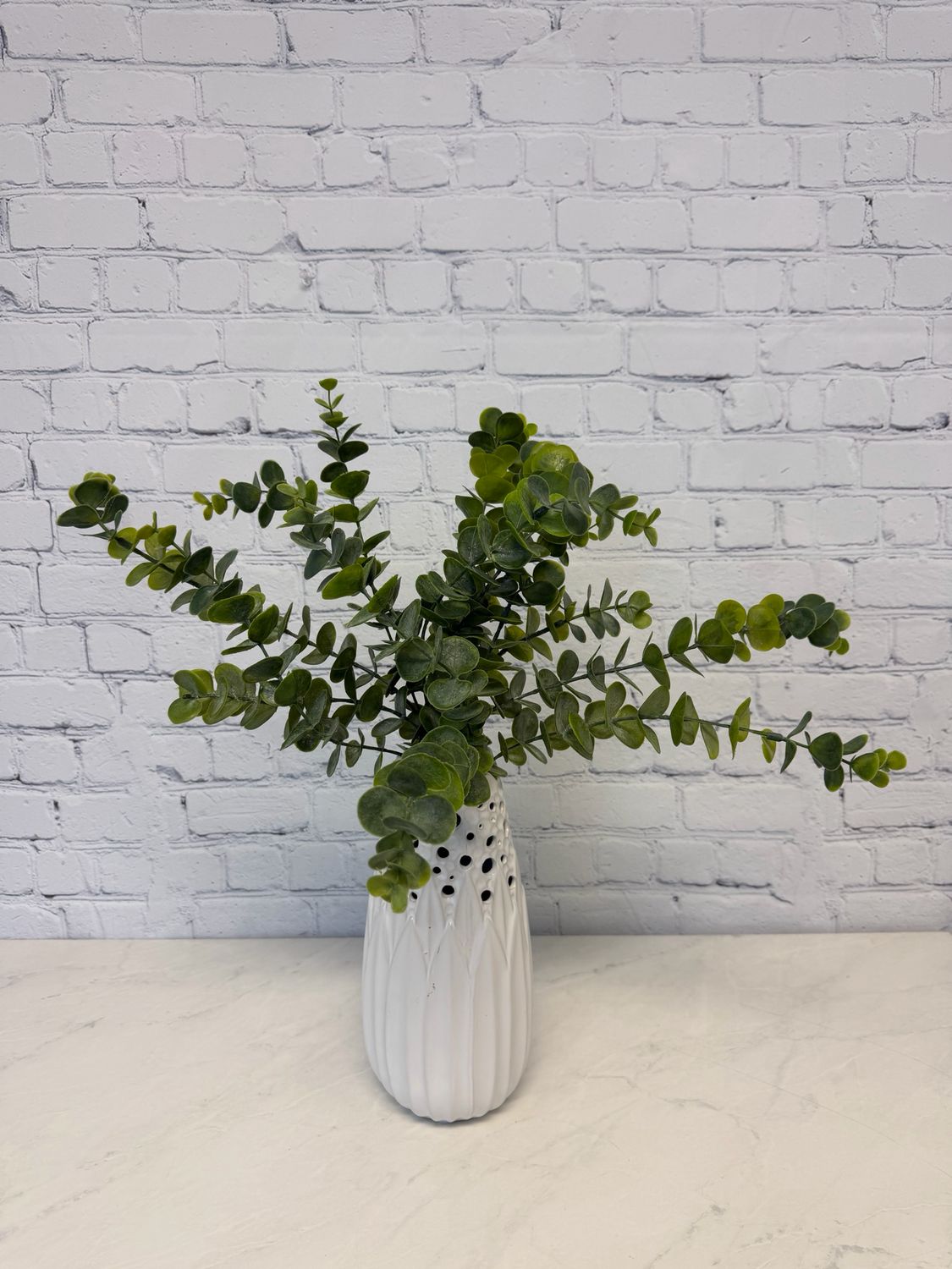 White Holey Vase W/ Greenery