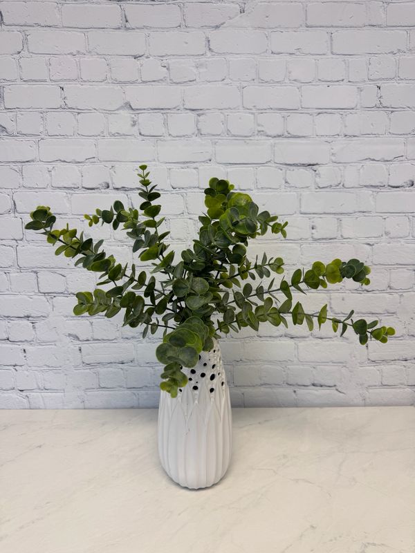 White Holey Vase W/ Greenery