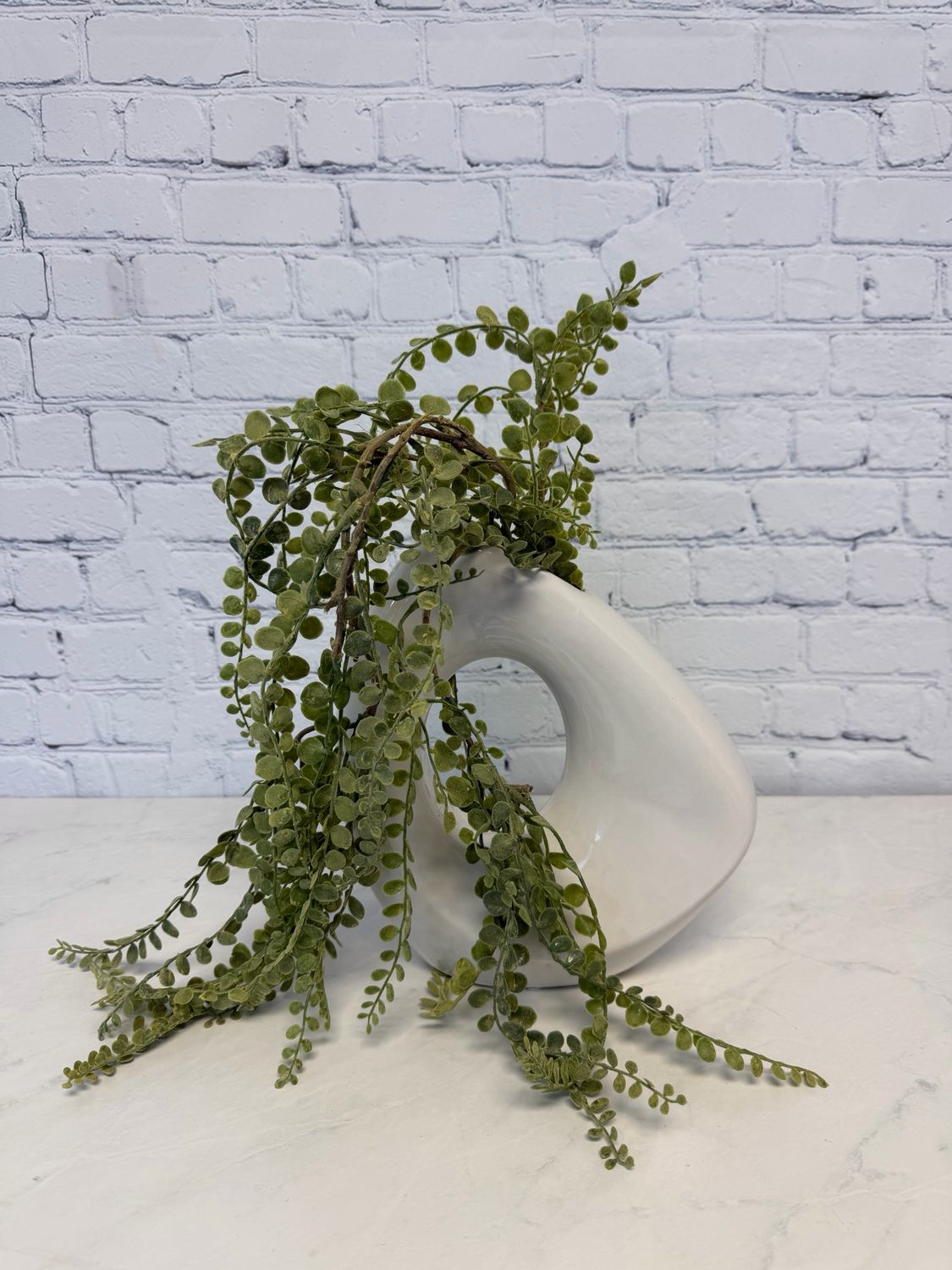 White Vase W/ Hanging Greenery