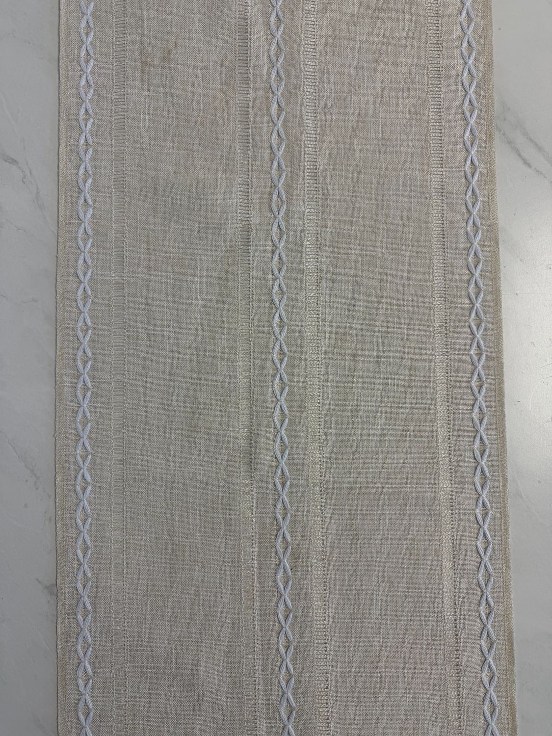 Beige Distressed Table Runner w/ Tassels - 5.5 Feet