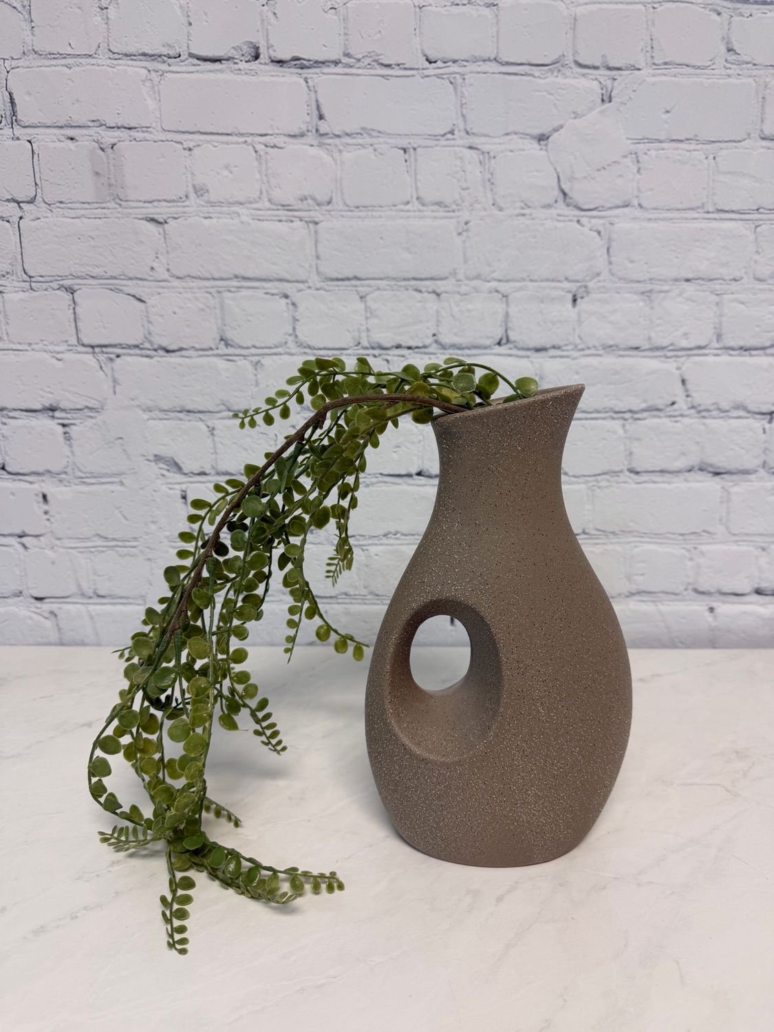 Grey Vase W/ Hanging Greenery