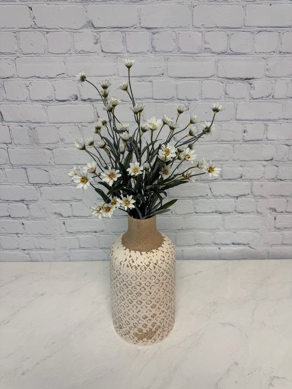 White Ceramic Jug W/ Flowers