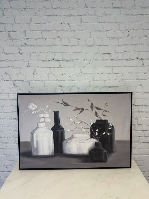 Black & White Vases Framed Canvas