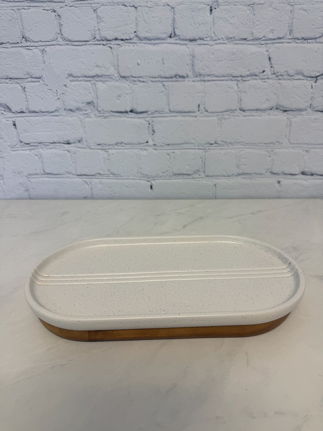 Shallow Plastic & Wood Tray