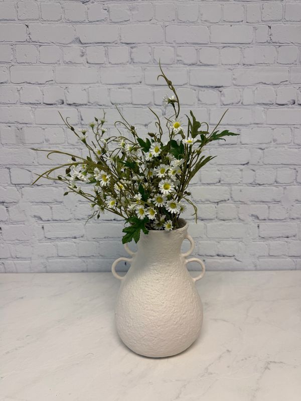 White Ceramic Jug W/ Flowers