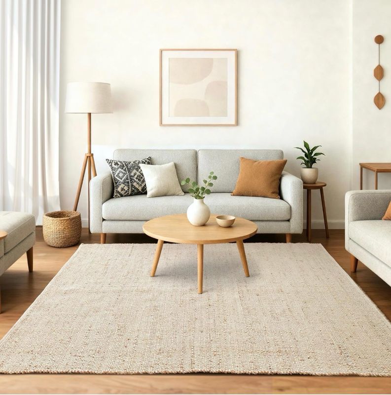 Brown & White Weaved Rug 4x6