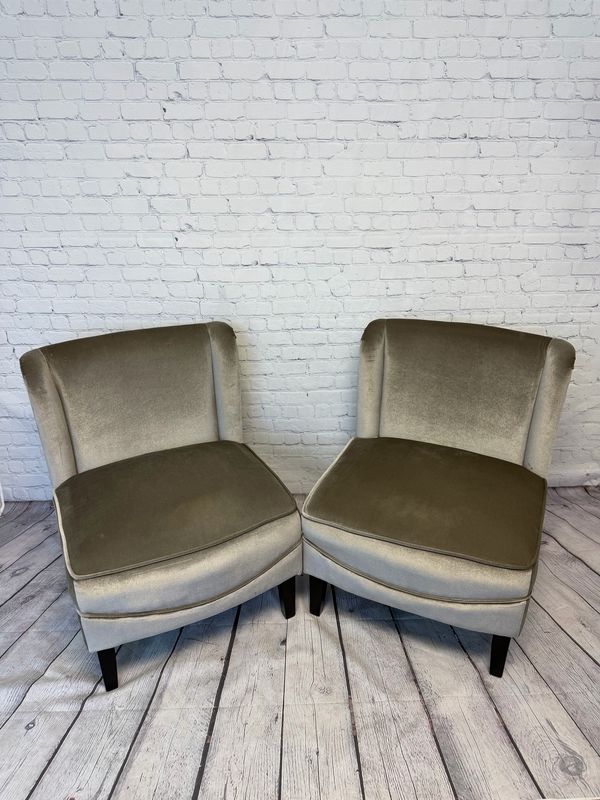 Grey Velvet Armless Accent Chair - Set Of 2