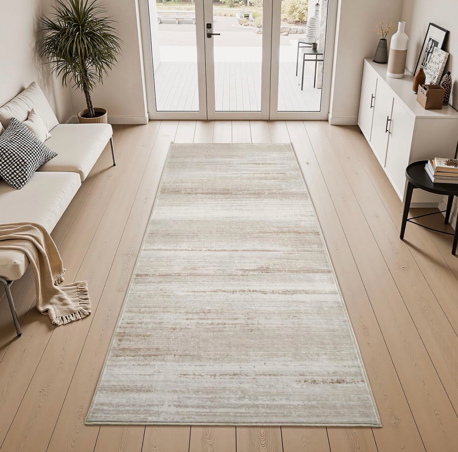 Neutral Abstract Foldable Floor Runner 2x6