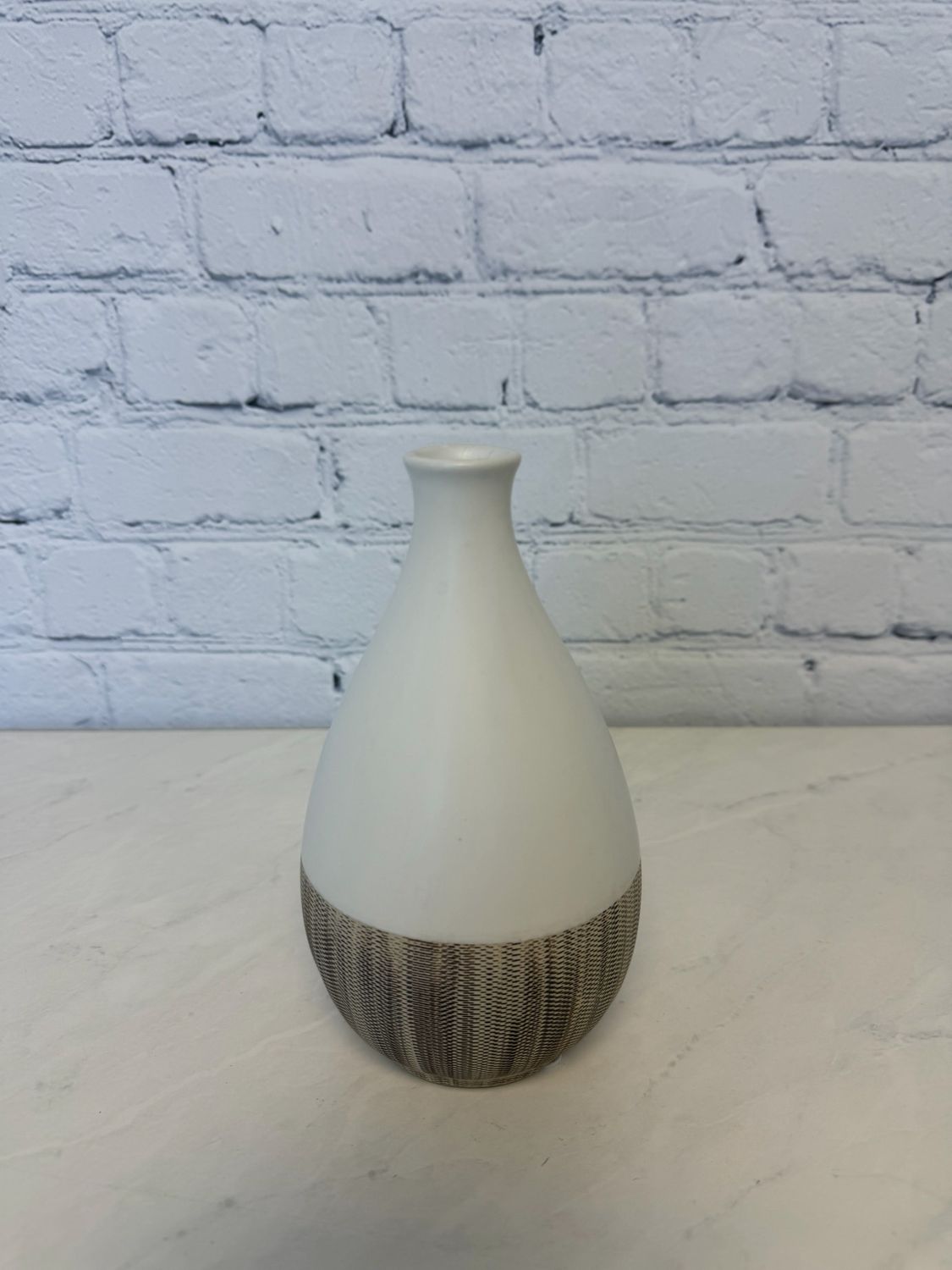 Small White & Beige Decorative Vase