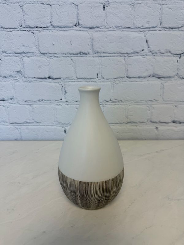 Small White & Beige Decorative Vase