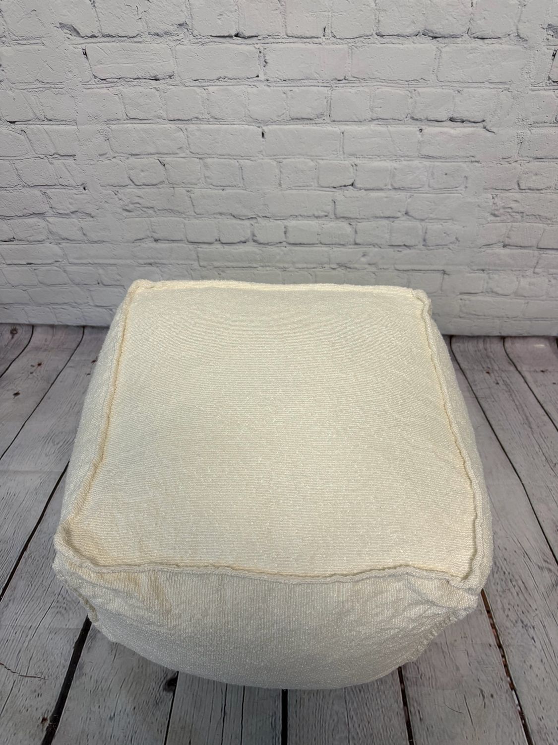 Off White Floor Pouf