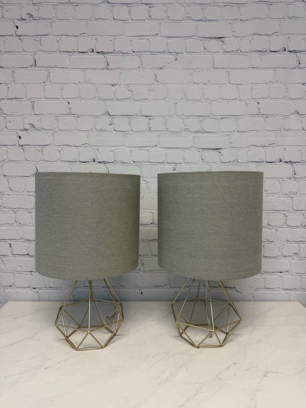 Geometric Gold Lamp - Set Of 2
