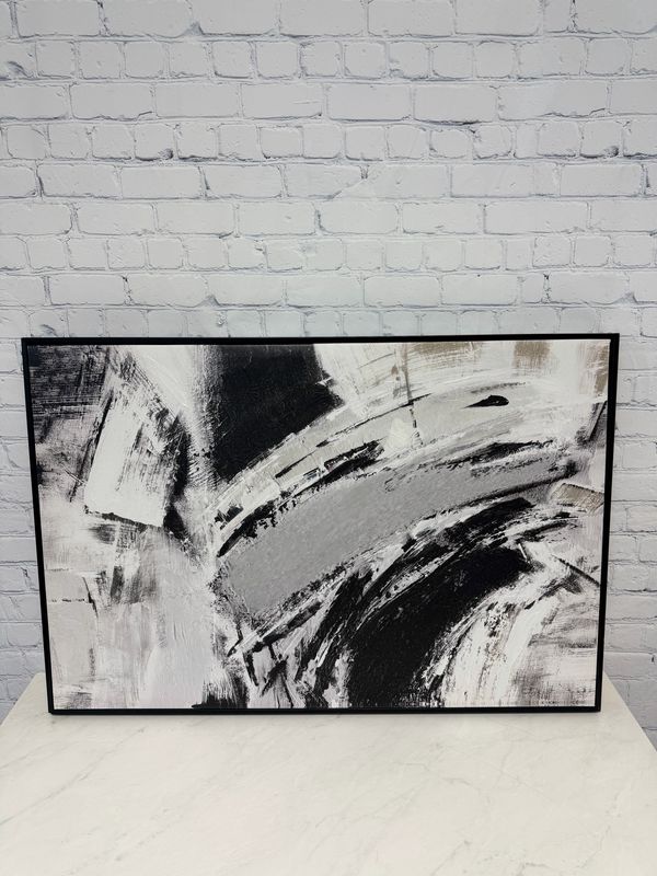 Grey & Black Abstract Framed Canvas Grey & Black Abstract Framed Canvas