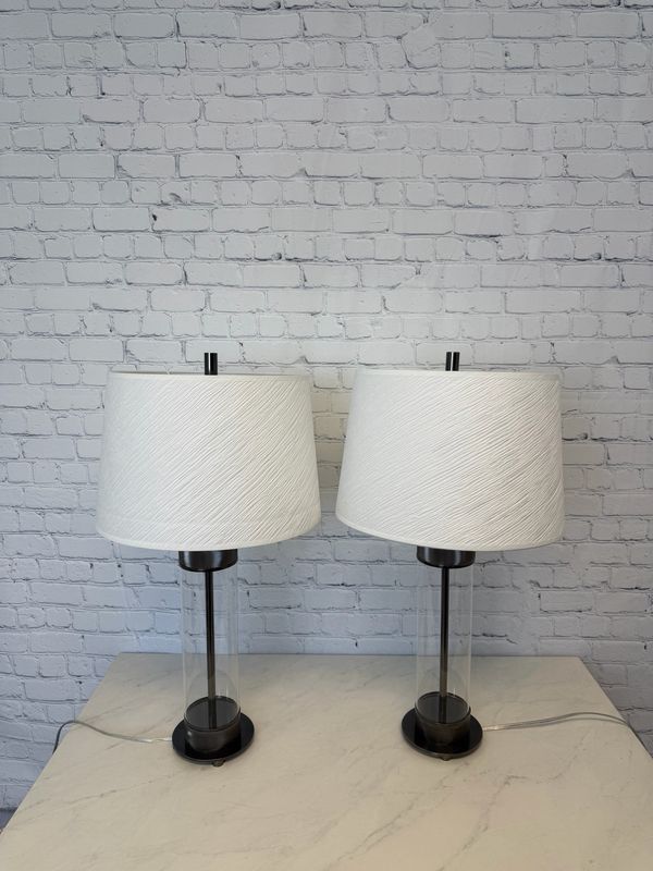 Dark Metal & Glass Lamp - Set Of 2