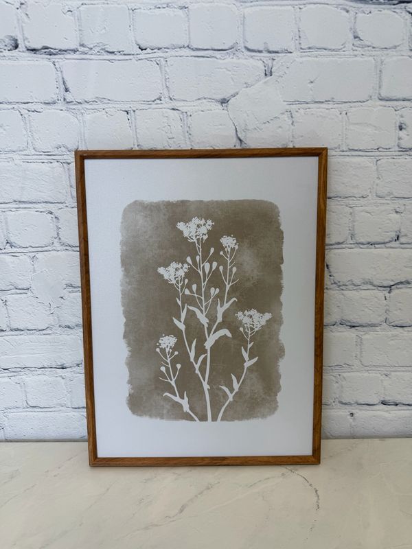 White & Beige Flower Art