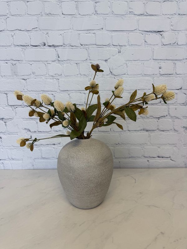 Grey Stone Vase W/ Flowers