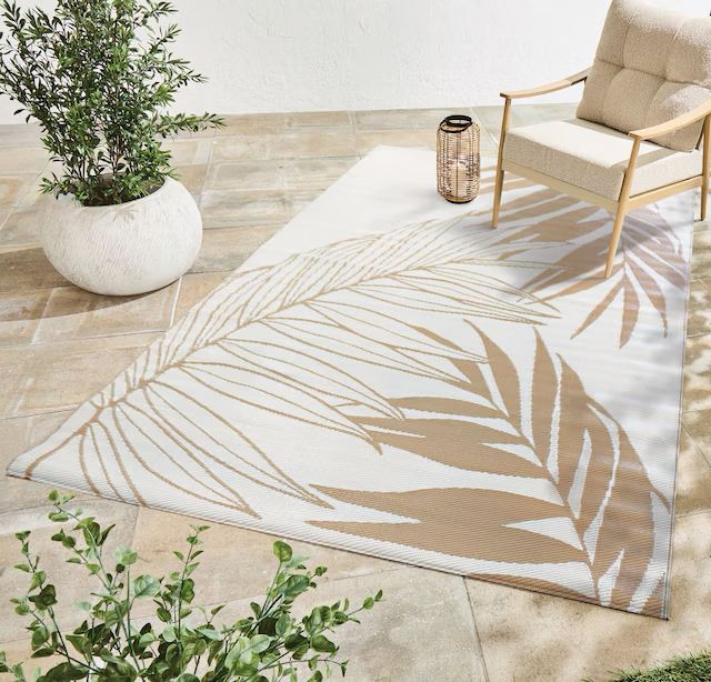 Beige Reversible Outdoor Area Rug - 6x9