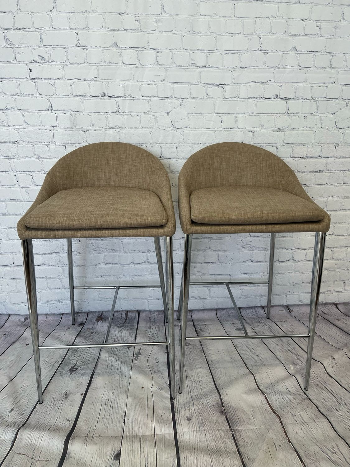 Beige COUNTER Stool W/ Chrome Legs - Set of 4