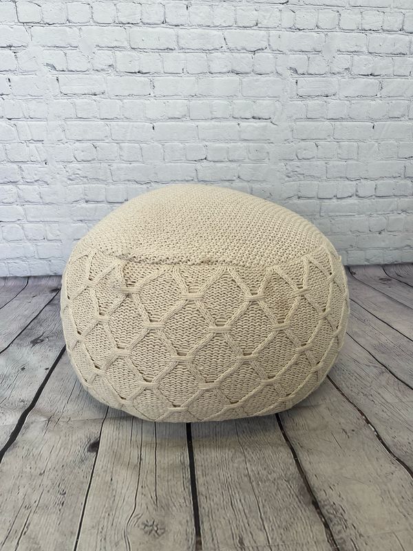 Cream Round Floor Pouf