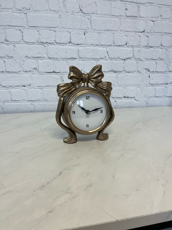 Gold Desk Clock With Bow