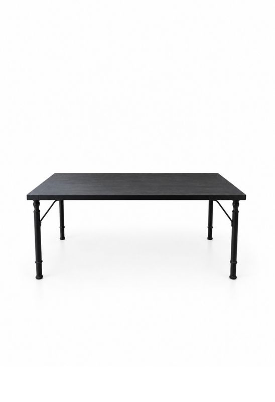 Chic Black Wooden Dining Table With Metal Legs - Seats 6