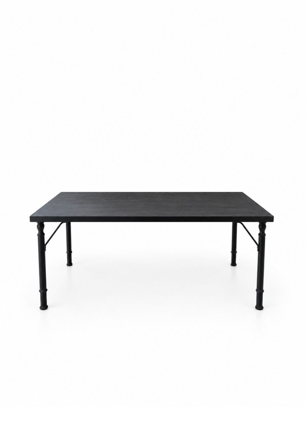 Chic Black Wooden Dining Table With Metal Legs - Seats 6