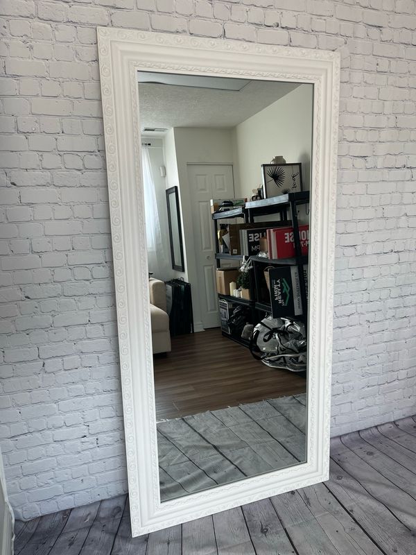 Oversized White Standing Mirror