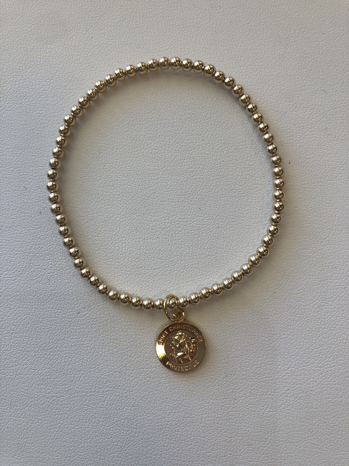 Classic Gold 3mm Bead Bracelet, Protection Gold Disk