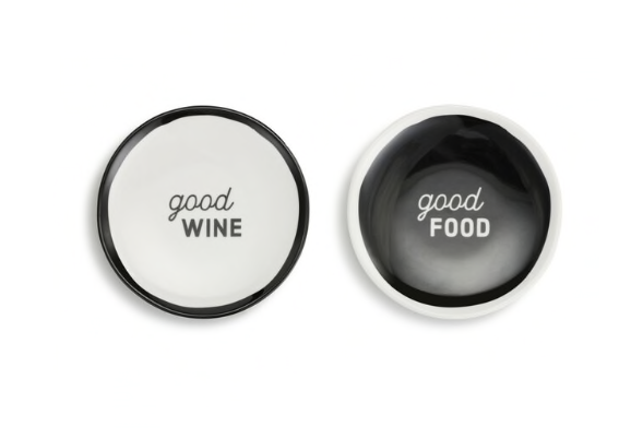 Set of 2 Silicone Backed Wine Plates, design: Good Food