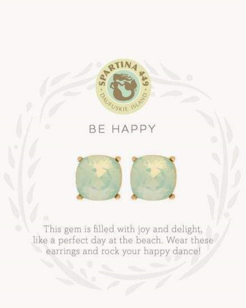 Be Happy Sea Green Silver Earrings