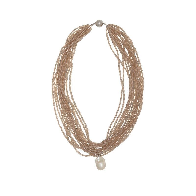 Statement Crystal Necklace, color: Champagne