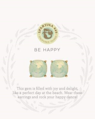 512602 Be Happy Sea Green Gold Earrings