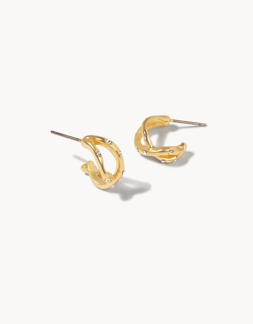 288957 Gold Sprinkles Huge Hoop Earrings Crystal