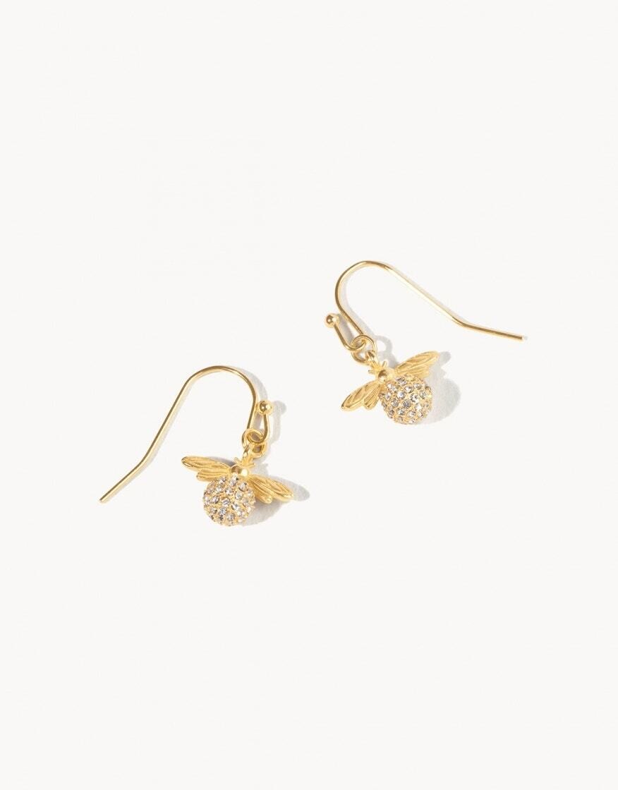 279139 Sparkly Bee Drop Earrings Crystal