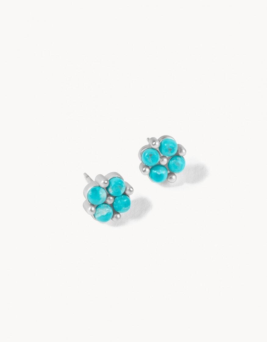 656740 Clover Stud Earrings Turquoise SIL