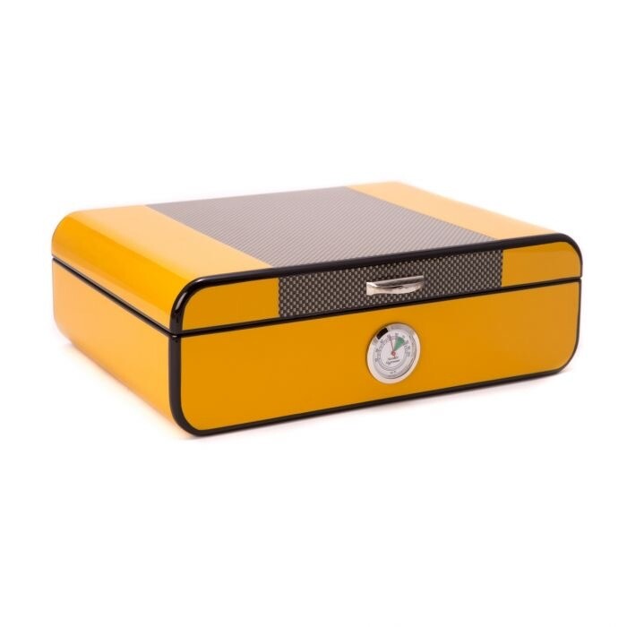 Yellow Lacquer & Carbon Fiber Humidor