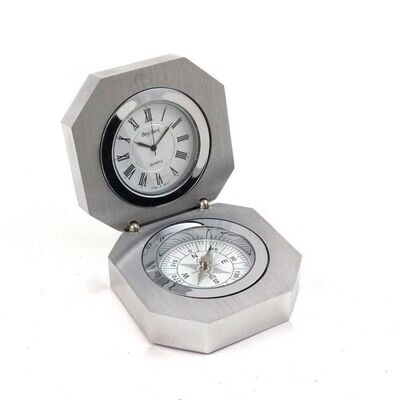 Stainless Steel Clock & Compass