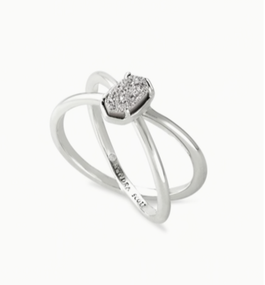 Emilie Silver Double Band Ring Platinum Drusy