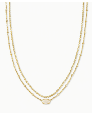 Emilie Gold Multi Strand Necklace Iridescent Drusy