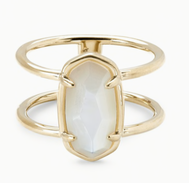 Elyse 18k Gold Vermeil Double Band Ring Ivory